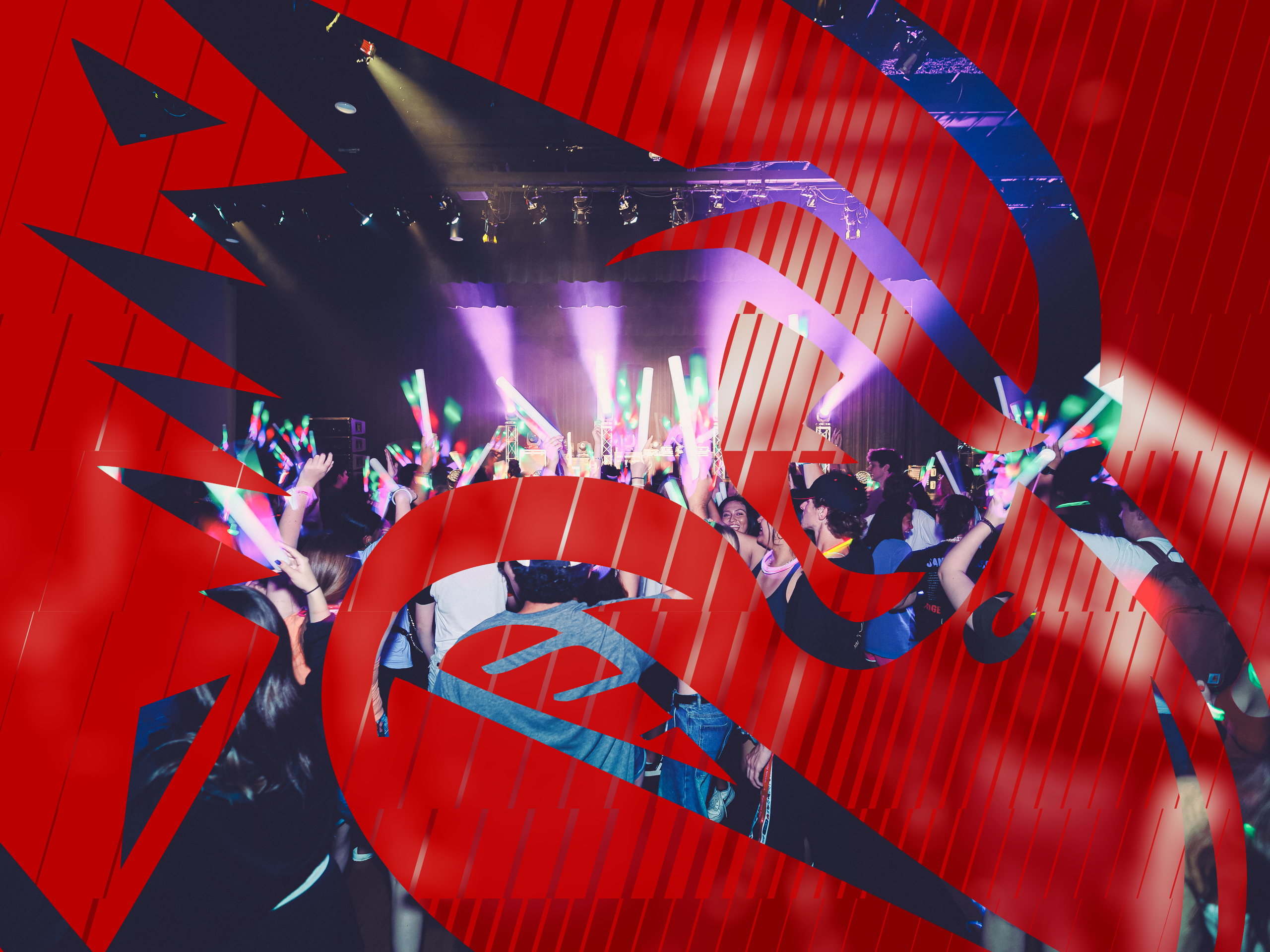 Graphic with image of concert and Reggie Redbird logo. 